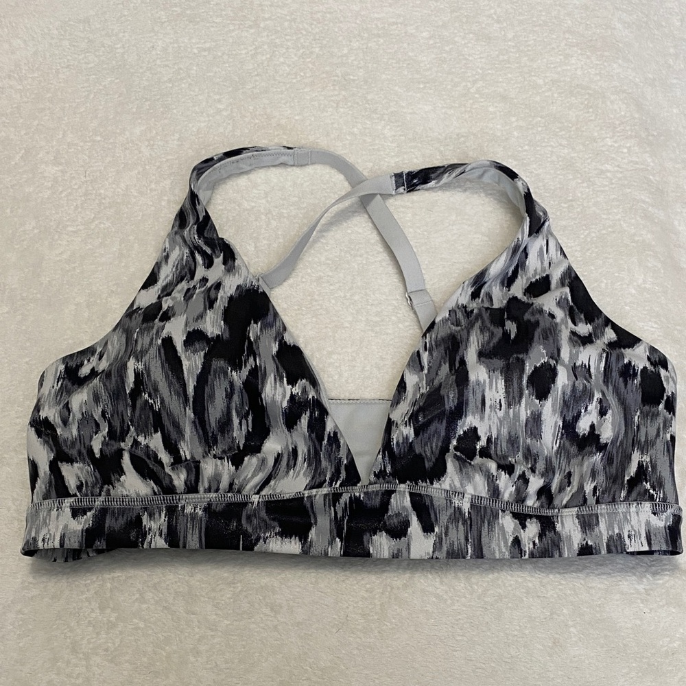 Victoria's Secret Black and Gray Patterned Sports Bra X-Large NWOT